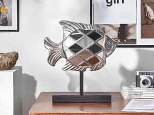 Ozdoba dekoracja figurka ryby połyskująca srebrna Angelfish styl glam Beliani