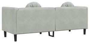 Sofa 3-osobowa z poduszkami, jasnoszara, aksamit