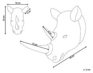 Nowoczesna figurka ścienna wisząca głowa nosorożca biała Kassaro Beliani