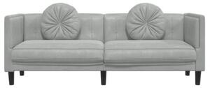 Sofa 3-osobowa z poduszkami, jasnoszara, aksamit