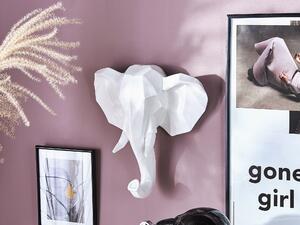 Dekoracyjna rzeźba ścienna słoń biała żywica polimerowa salon sypialnia Payar Beliani