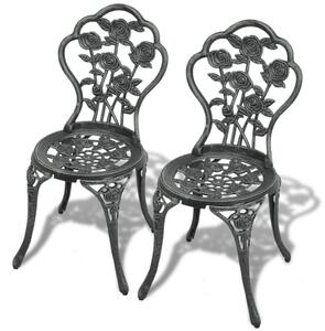 Krzesła bistro, 2 szt., odlewane aluminium, zielone