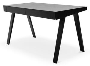 Czarne biurko z nogami z drewna jesionowego EMKO 4.9, 140x70 cm