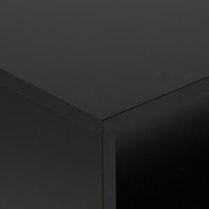 Szafka RTV czarna jasne drewno metalowa 2 szuflady otwarte półki 150 cm Sydney Beliani