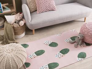 Prostokątny dywan do pokoju dziecięcego w kaktusy 80 x 150 cm różowy Eldivan Beliani