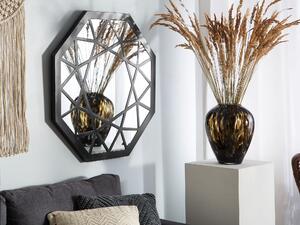 Czarne lustro ścienne ośmiokątne 80 x 80 cm dekoracyjne retro Yquelon Beliani