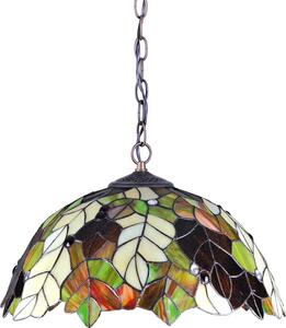 Witrażowa lampa wisząca z motywem liści - 13X S993 M2-R47