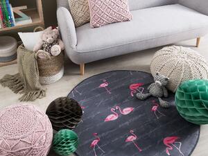 Okrągły dywanik dziecięcy z nadrukiem flamingi ø 120 cm szaro-różowy Kerte Beliani