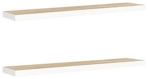 Półki ścienne, 2 szt., dębowo-białe, 120 x 23,5 x 3,8 cm, mdf