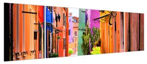 Obraz - Kolorowy dom w Burano, Wenecja (170x50 cm)