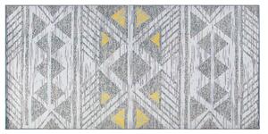 Prostokątny dywan z geometrycznym wzorem w romby 80 x 150 cm szaro-żółty Kargi Beliani