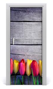 Naklejka samoprzylepna na drzwi Kolorowe tulipany