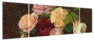 Obraz - Henri Fantin-Latour, Roses de Nice on a Table, reprodukcje (170x50 cm)