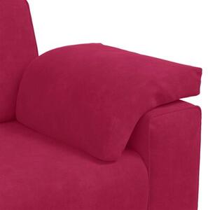 Sofa 3-osobowa, kolorze czerwonego wina, 220x77x82 cm, aksamit