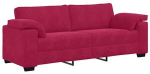 Sofa 3-osobowa, kolorze czerwonego wina, 220x77x82 cm, aksamit