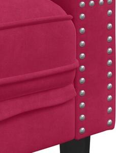 Sofa chesterfield z waÅkami, trzyosobowa, bordowa, aksamit