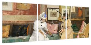 Obraz - William Merritt Chase, A Friendly Call, reprodukcje (z zegarem) (90x30 cm)