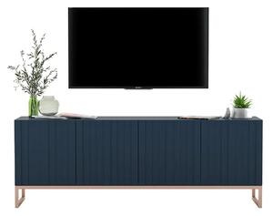 Granatowa lamelowa szafka rtv A1-W57