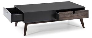 Antracytowy stolik z 2 szufladami i nogami z drewna sosnowego Marckeric Kiara
