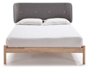Łóżko drewniane z ciemnoszarym zagłówkiem Marckeric Ellie, 160x200 cm