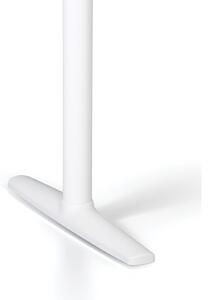 Stół z regulacją wysokości OBOL, elektryczny, 675-1325 mm, blat 1400x800 mm, zaokrąglona podstawa biała, buk
