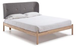 Łóżko drewniane z ciemnoszarym zagłówkiem Marckeric Ellie, 140x200 cm