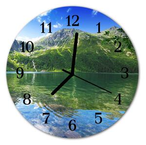 Zegar szklany okrągły Górskie jezioro