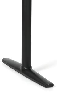 Stół z regulacją wysokości OBOL, elektryczny, 675-1325 mm, narożnik lewy, blat 1600x1200 mm, zaokrąglona podstawa czarna, grafit