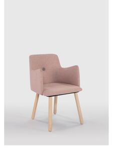 Różowe krzesło z nogami z drewna kauczukowca Marckeric Aruba