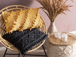 Zestaw 2 poduszek dekoracyjnych prostokątnych z frędzlami 30 x 50 cm żółty Ayroor Beliani