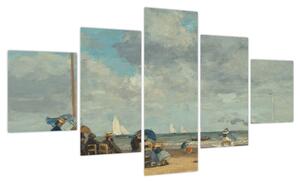 Obraz - Eugène Boudin, Beach at Trouville, reprodukcje (125x70 cm)