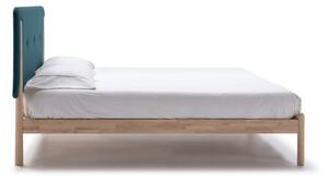 Łóżko drewniane z turkusowym zagłówkiem Marckeric Annie, 140x200 cm