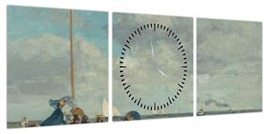 Obraz - Eugène Boudin, Beach at Trouville, reprodukcje (z zegarem) (90x30 cm)
