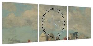 Obraz - Eugène Boudin, Beach Scene, reprodukcje (z zegarem) (90x30 cm)