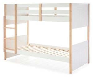 Białe łóżko piętrowe dla dzieci z nogami z drewna sosnowego Marckeric Kiara, 90x190 cm