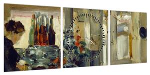 Obraz - Style of Edouard Manet, Bon Bock Cafe, reprodukcje (z zegarem) (90x30 cm)