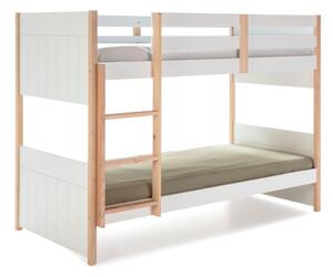 Białe łóżko piętrowe dla dzieci z nogami z drewna sosnowego Marckeric Kiara, 90x190 cm