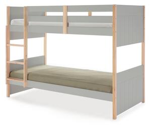 Szare łóżko piętrowe dla dzieci z nogami z drewna sosnowego Marckeric Kiara, 90x190 cm
