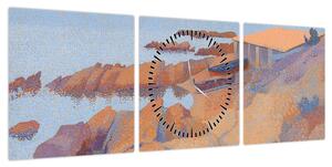 Obraz - Henri Edmond Cross, Calanque des Antibois, reprodukcje (z zegarem) (90x30 cm)