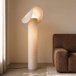 Lampa stojąca Sansibar Lucande, możliwość ściemniania, kremowy / amber, sypialnia, tkanina / materiał / jedwab, design