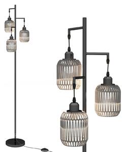 Lampa podłogowa z 3 abażurami czarna