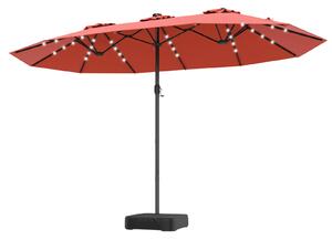 Podwójny parasol ogrodowy z oświetleniem LED pomarańczowy