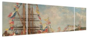 Obraz - Eugène Boudin, Festival in the Harbor of Honfleur, reprodukcje (170x50 cm)