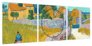 Obraz - Vincent van Gogh, Farmhouse in Provence, reprodukcje (z zegarem) (90x30 cm)