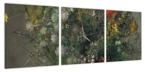 Obraz - Auguste Renoir, Flowers in a Vase, reprodukcje (z zegarem) (90x30 cm)