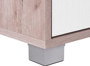 Szafka RTV jasne drewno z białym 180 cm 2 półki 2 szafki otwór na kable Lincoln Beliani