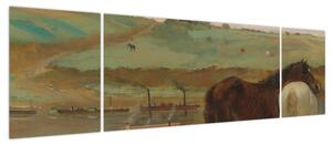 Obraz - Edgar Degas, Horses in a Meadow, reprodukcje (170x50 cm)