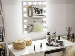Klasyczne prostokątne lustro ścienne z oświetleniem LED do makijażu Lucenay Beliani
