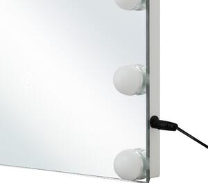 Klasyczne prostokątne lustro ścienne z oświetleniem LED do makijażu Lucenay Beliani