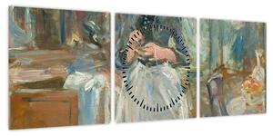 Obraz - Berthe Morisoti, In the Dining Room, reprodukcje (z zegarem) (90x30 cm)